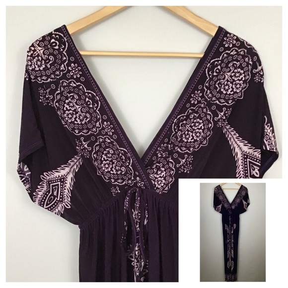 Lapogee Dresses & Skirts - Lapogee Purple and White Empire Waist Maxi Dress